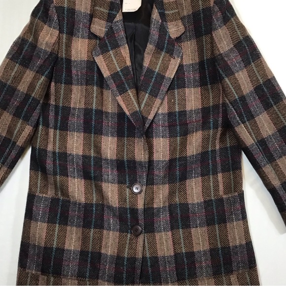 Vintage Harve Benard Womens Plaid Wool Blazer Size 10 Oversized 2 Button Jacket - Picture 13 of 16